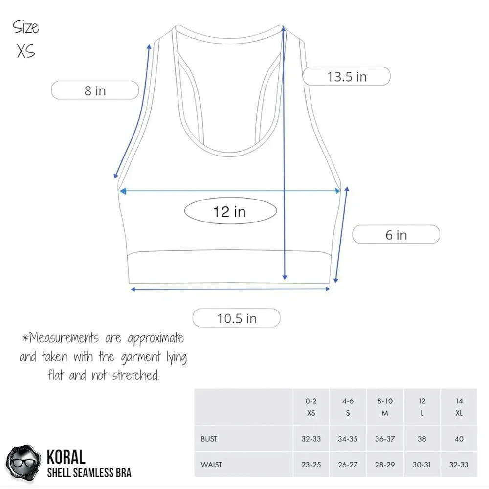 KORAL SHELL SEAMLESS SPORTS BRA BEL AIR BLUE RACERBACK CROPPED TANK SIZE SMALL